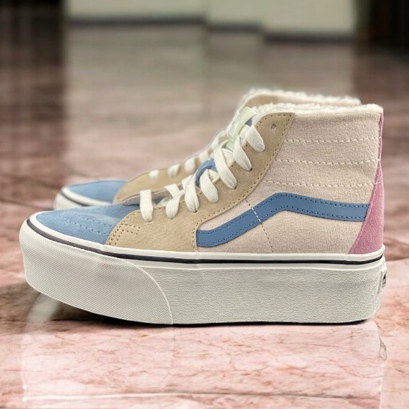 VANS Sk8-Hi Tapered Pig Suede/Sherpa Heiq PFC-FREE WATER REPELLENT Women Size 5 - Picture 7 of 10